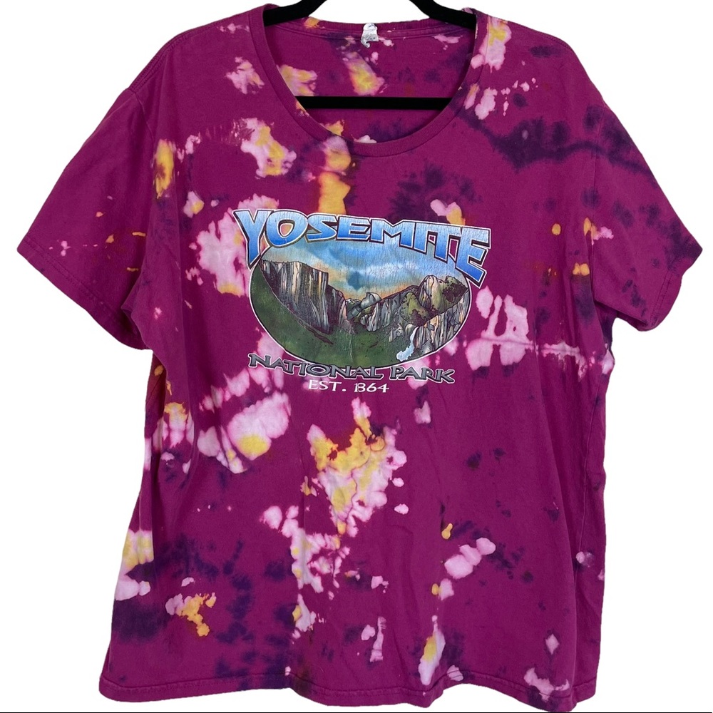 Yosemite National Park Hand Tye-Dye Tie-Dye Hipster Heavy Patina Graphic Tee XXL